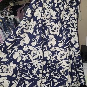 a new day Navy and White Floral A-Line Skirt